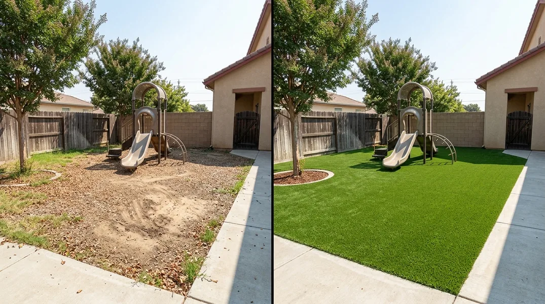Result artificial grass installation in Modesto - Modesto Turf Installation